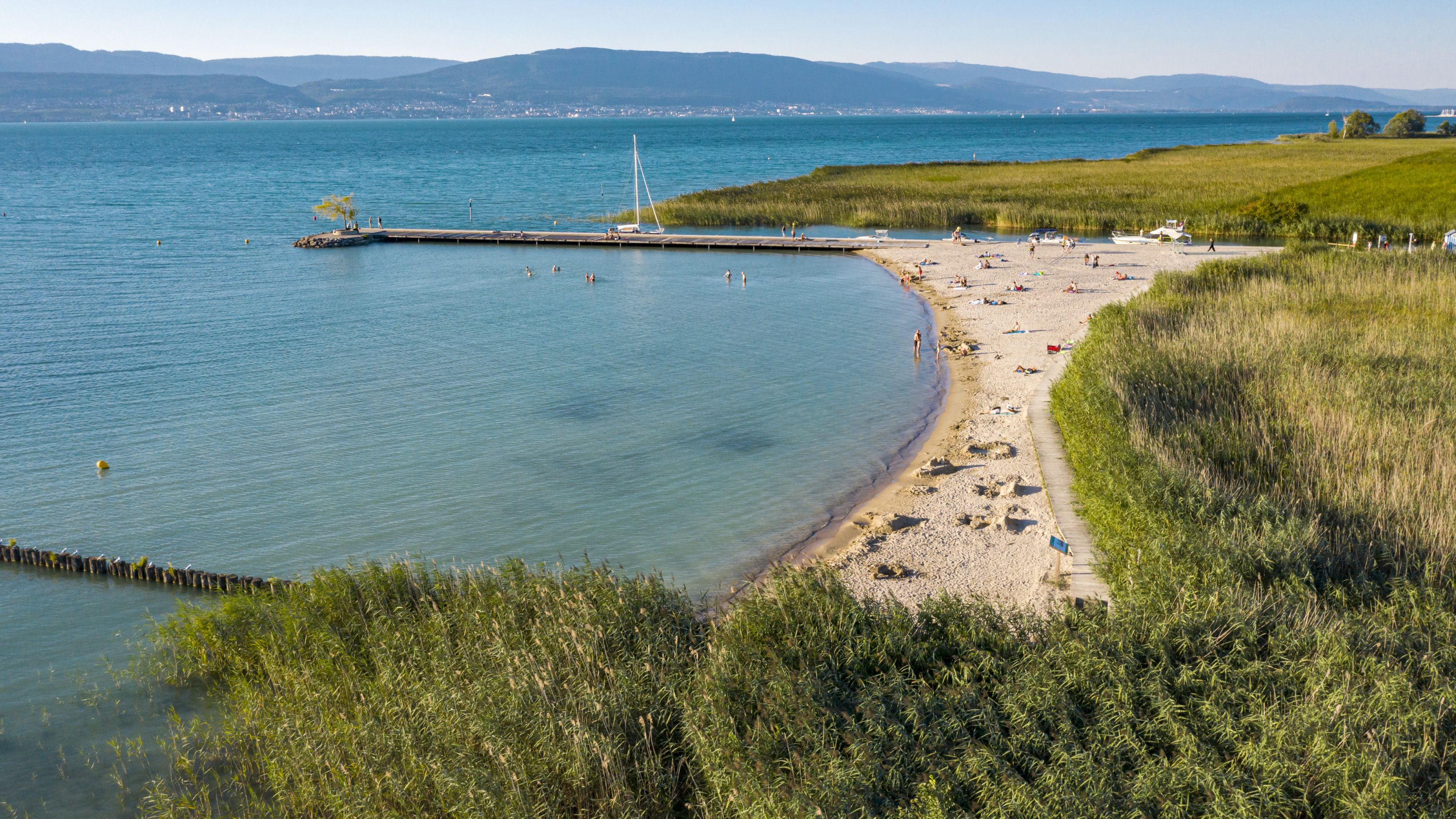Sandy beaches on the southern shore of Lake Neuchâtel Switzerland Tourism